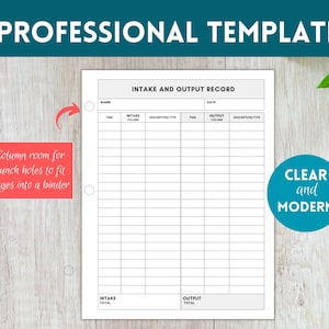 Fluids Intake and Output Record, Fluid Balance Chart, Intake Output ...