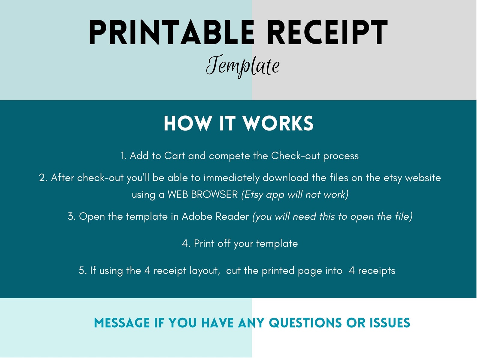 Printable Business Receipt Form, Small Business Receipt, Sales Receipt