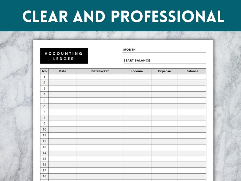 Printable Accounting Ledger, Money Tracker and Expense Tracker, General ...