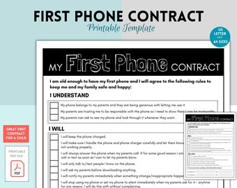 Cell Phone Contract for Child, Cell Phone Agreement, Phone Contract for Kids, Cell Phone Rules, First Phone, Parent Child Contract