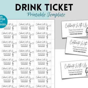 Cupones para bebidas, plantilla imprimible de cupón para bebidas para fiestas, fichas para bebidas para bodas, cupones para bebidas para fiestas de oficina, bebidas para fiestas de cumpleaños
