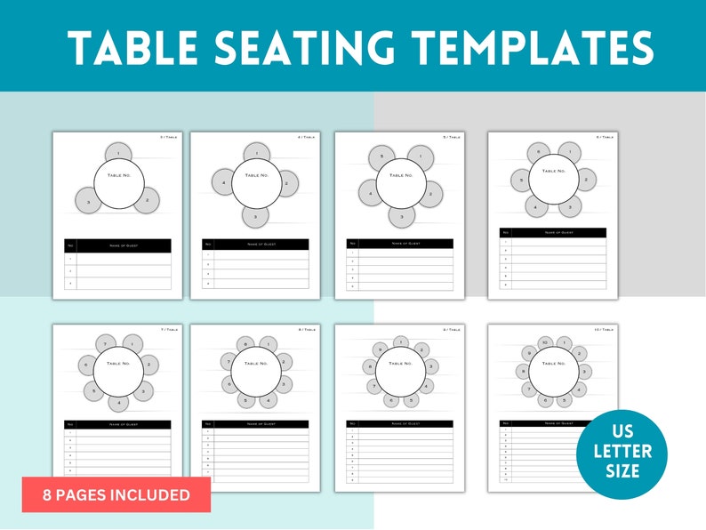 Wedding Table Seating Chart Template, Event Table Seating Arrangement ...