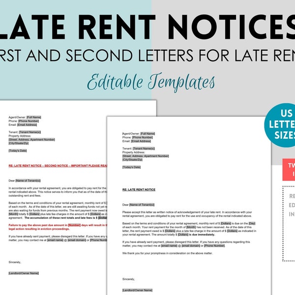 Late Rent Notice, Late Payment Notice, Late Payment Letter, Late Rent Payment Notice Template, Past Due Rent Notice Template, Word Document