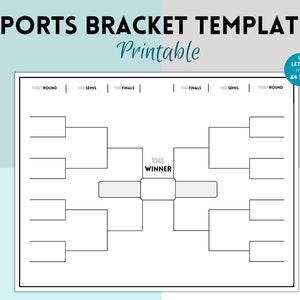 Sports Bracket Printable, Tournament Bracket, Blanket Bracket, Single Elimination, 8 Team Sports Bracket