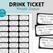 Drink Tickets, Printable Party Drink Voucher Template, Wedding Party ...
