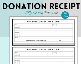Nonprofit Charity Donation Gift Receipt, Donation Receipt, Printable Donation Tracker, Charity Log, Donation List, Donation Form,