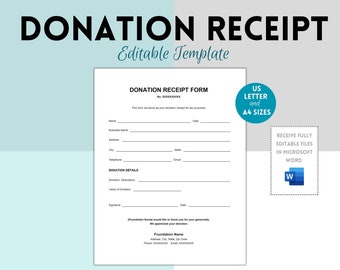 Nonprofit Donation Receipt, Donation Receipt forms, Donation Receipt Template, Charity Donation Receipt