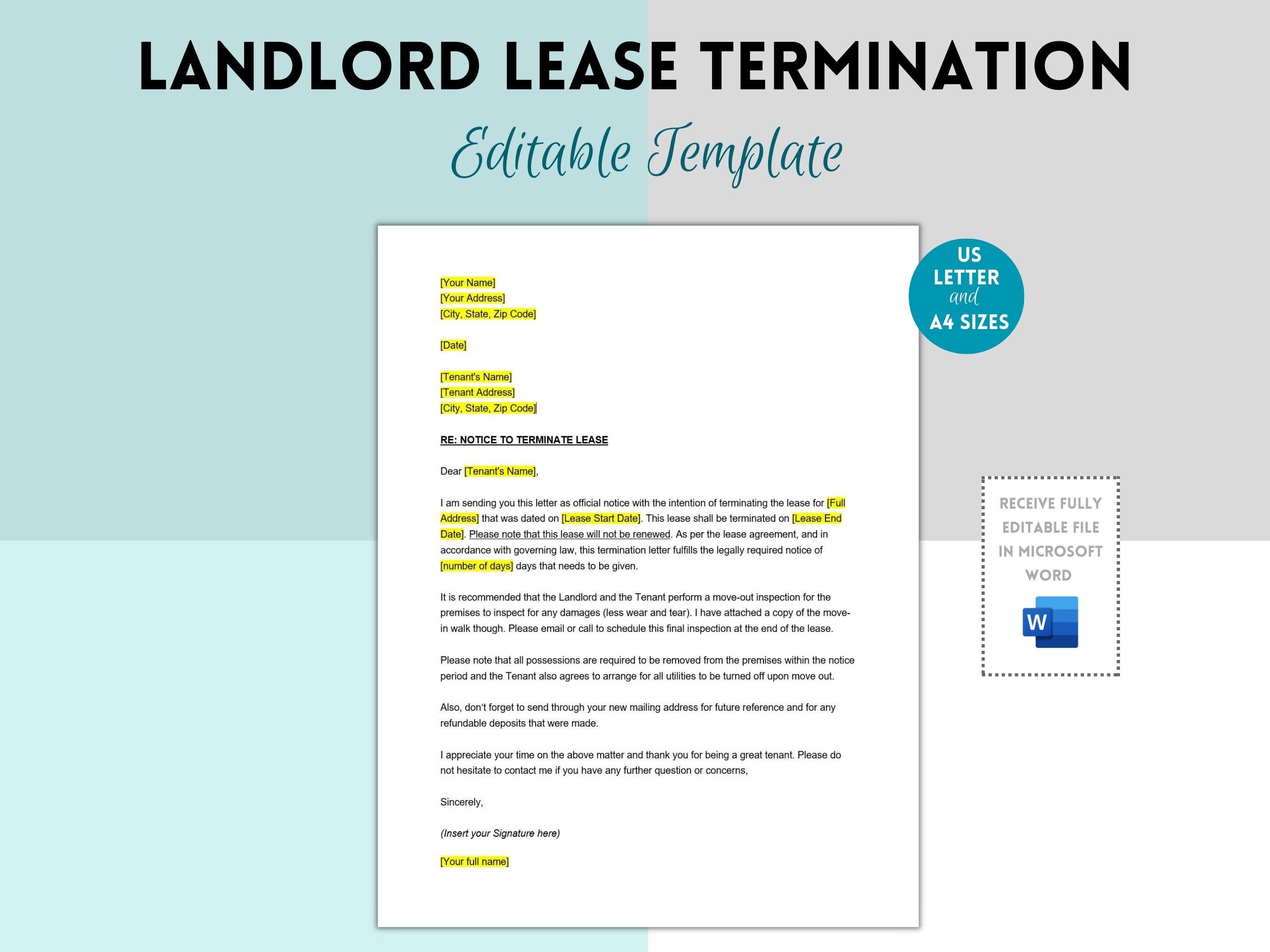 Landlord Lease Termination Letter Template Lease Termination Letter Landlord Lease Termination Letter Template Lease Termination Letter