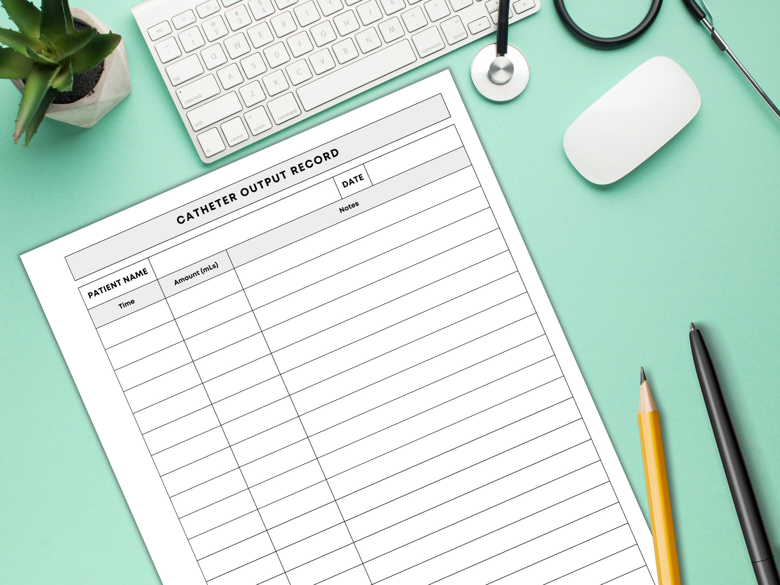 Catheter Output Record, Foley Catheter Form, Foley Catheter Record