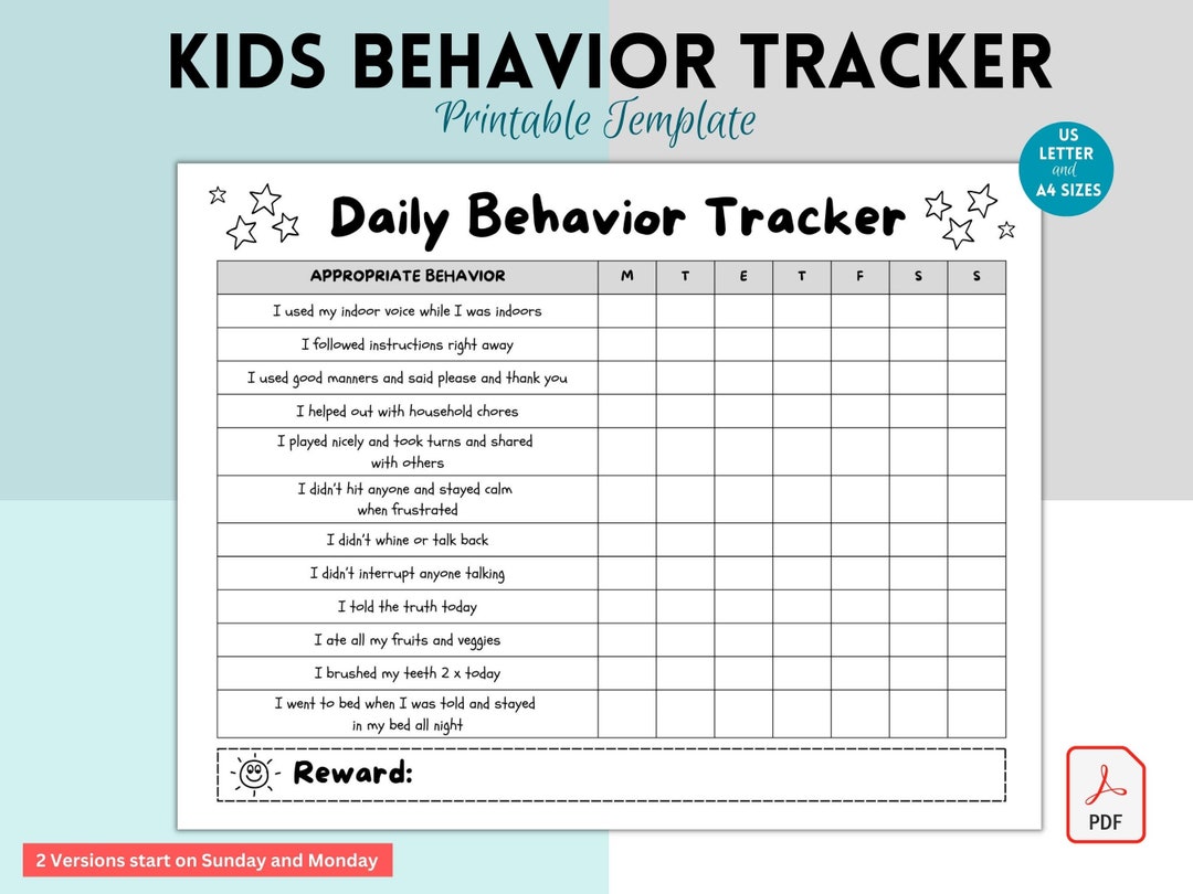 Daily Behavior Chart For Kids