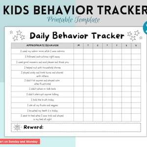 Afdrukbaar dagelijks gedragsschema voor kinderen, goed gedrag bijhouden, gedragskaart kinderen, beloningsschema voor kinderen, checklist karwei