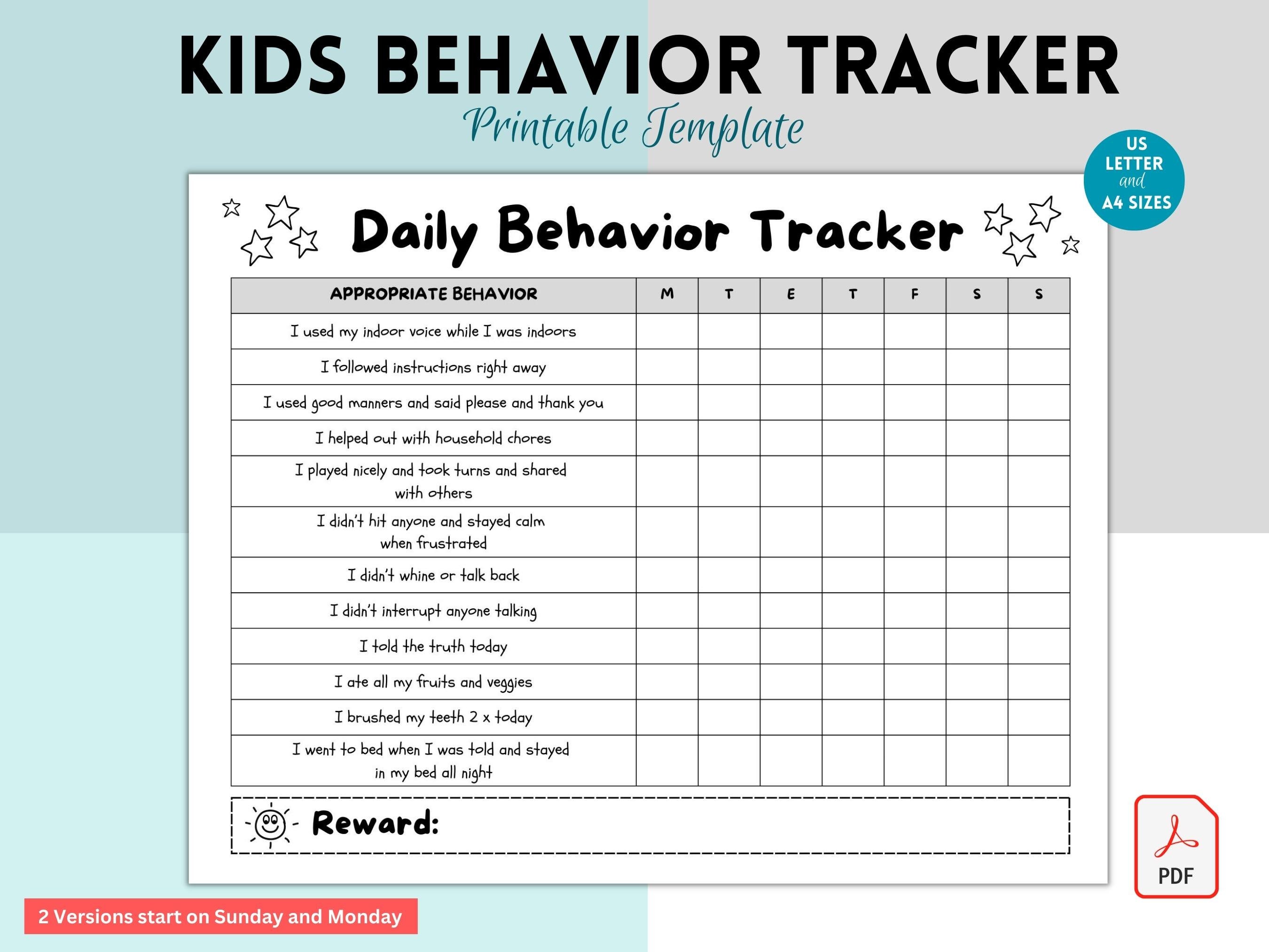 Daily Behavior Chart For Kids