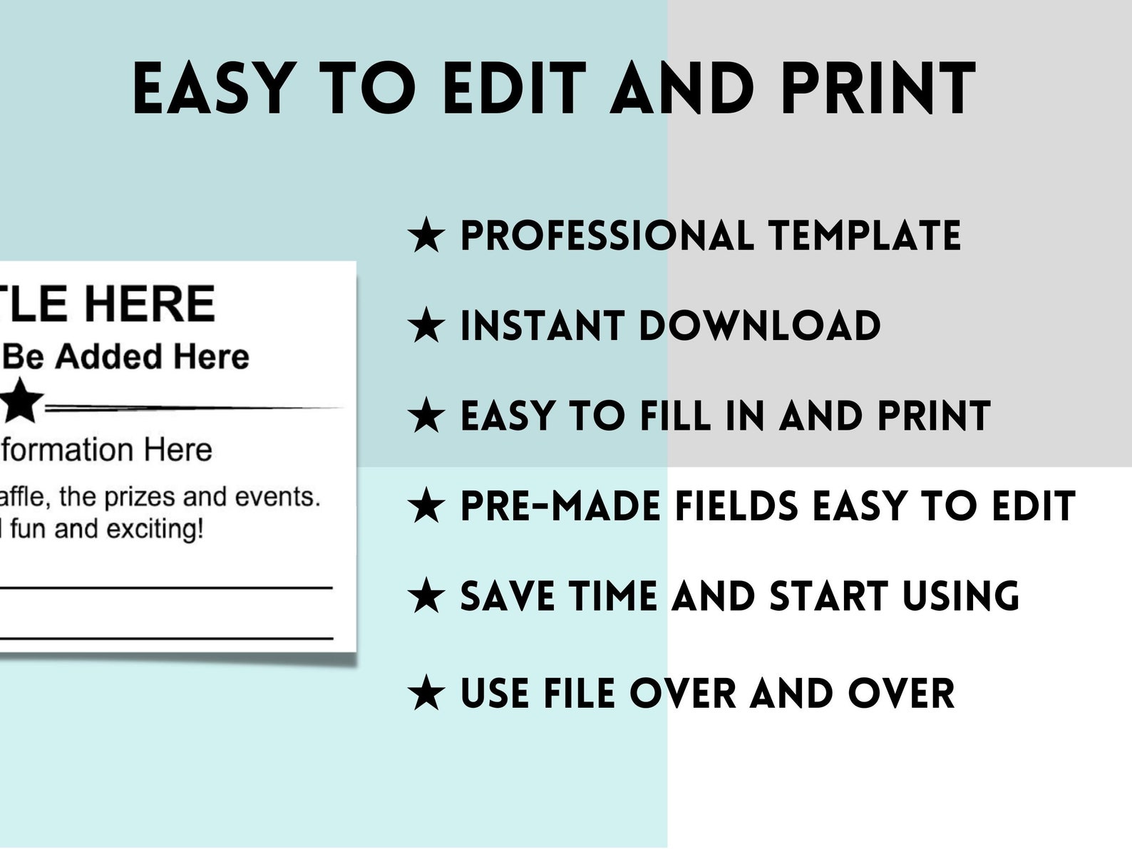 Printable Editable Raffle Ticket Enter to Win Custom Ticket PDF