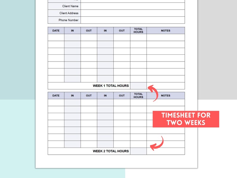 Editable Caregiver Timesheet, Home Health Care Time Sheet, Caregiver