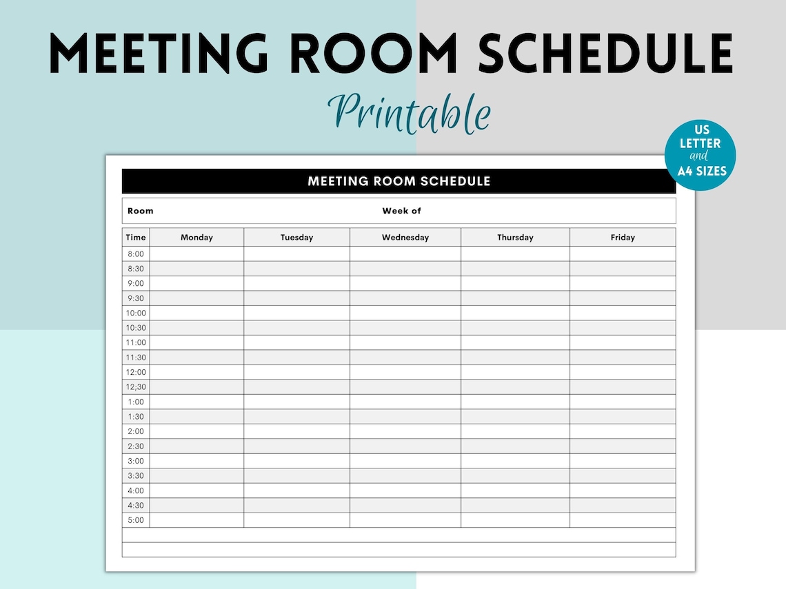 Meeting Room Schedule, Room Reservation Template, Conference Room