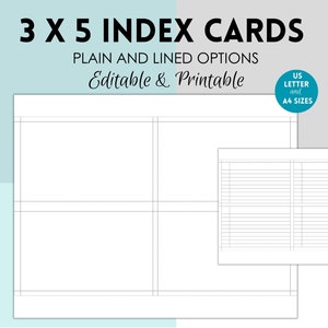 Druckbare 3x5 Karteikarte, leere Karteikarten, druckbare Karte Karte, Karteikarte PDF, Karteikarte Vorlage, Karteikarten