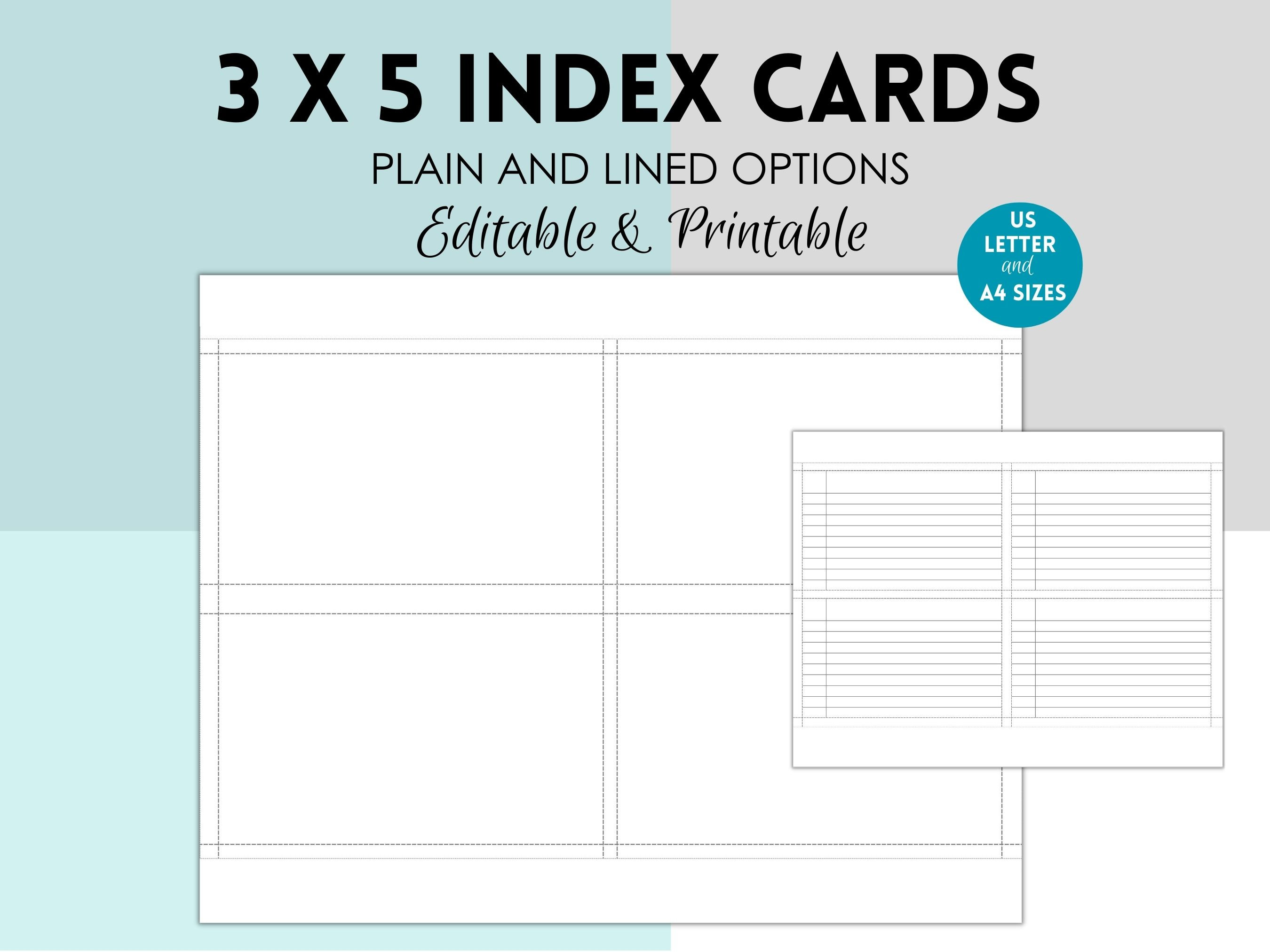 Printable 4x6 Index Card. Digital Index Card. Printable Note Cards. Blank Flash  Card Editable PDF Index Card. Note Card Template. 