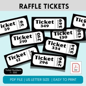 Printable Raffle Tickets, Enter to Win Ticket, Enter to Win Raffle Ticket, Minimalist Raffle ticket, Black and White Number Raffle Ticket