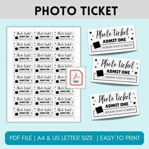 Entradas para fotos, plantilla imprimible para fotomatón de fiestas, fichas para fotos de bodas, fotos de cumpleaños, entradas para fotos de fiestas de oficina