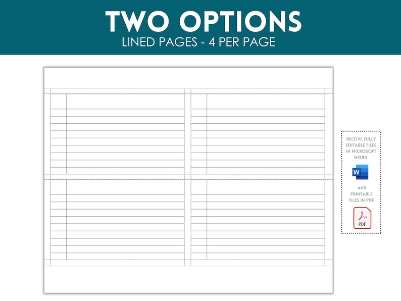 Printable 3x5 Index Card, Blank Index Cards, Printable Note Cards, Printable Index Cards, Index
