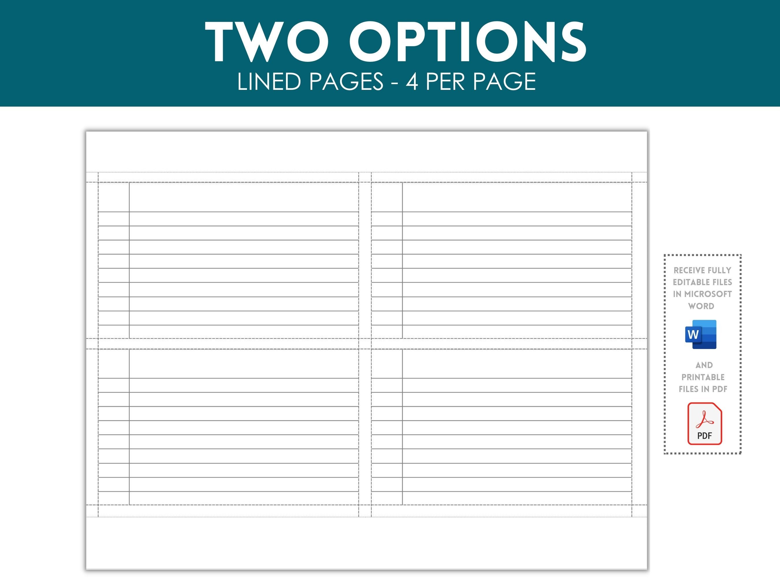 Printable Index Card Templates: 3×5 and 4×6 – Tim's Printables