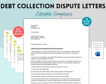 Professional Debt Collection Dispute Letter Template, Notice Letter, Debt Dispute Letter Template, Editable Dispute Letter,