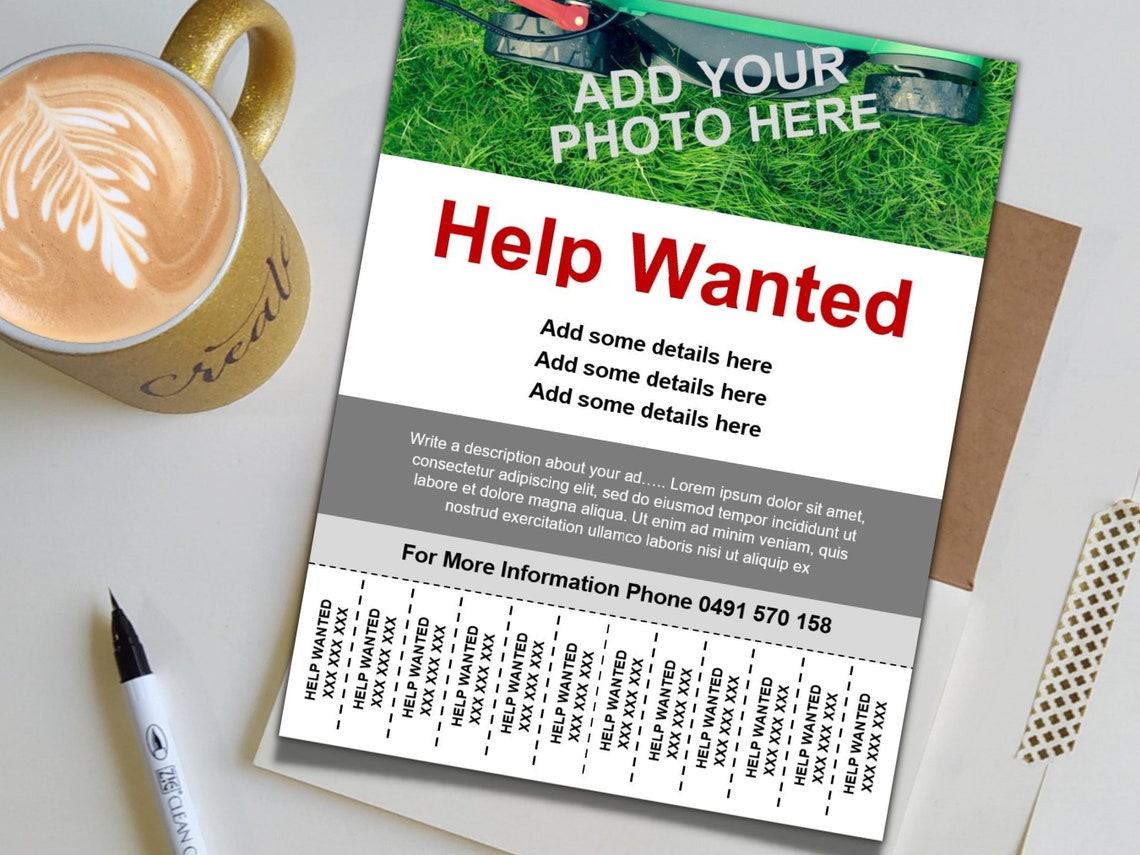 Editable Help Wanted Tear off Flyer Advertisement Flyer Flyer