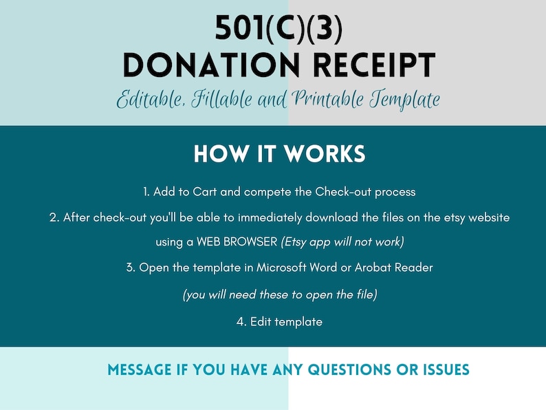 501c3 Donation Receipt, 501c3 Donation Receipt Template, 501c3 Donation Receipt Form, Editable