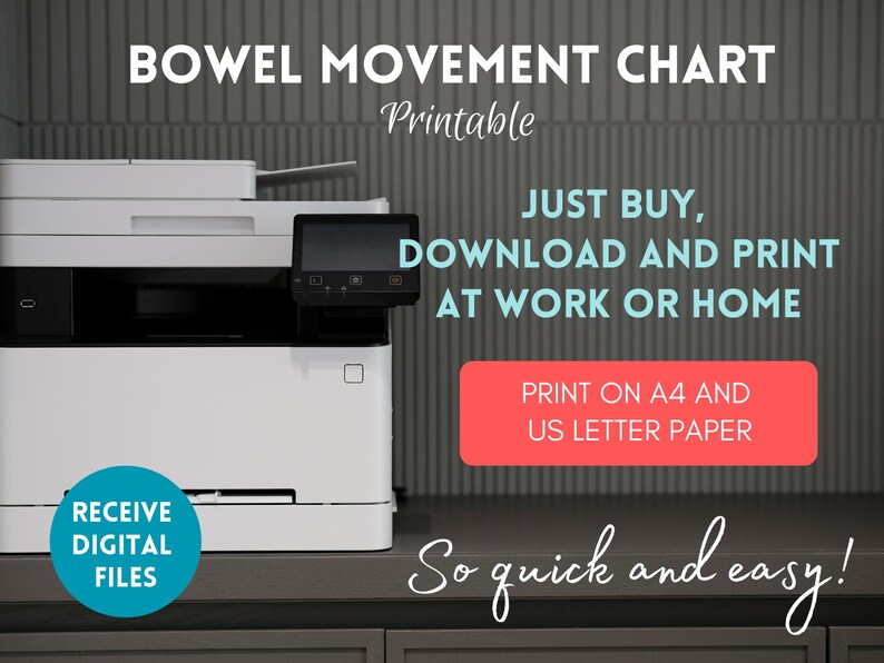 Bowel Movement Chart, Printable Stool Chart, IBS Tracker, Poop Log