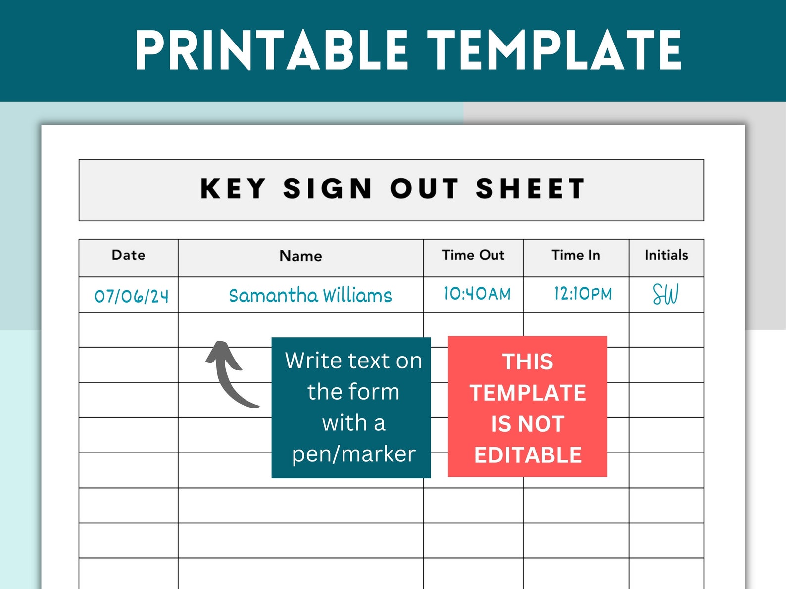 Key Sign Out Sheet, Key Signature List, Contact List, Sign in Out Form ...