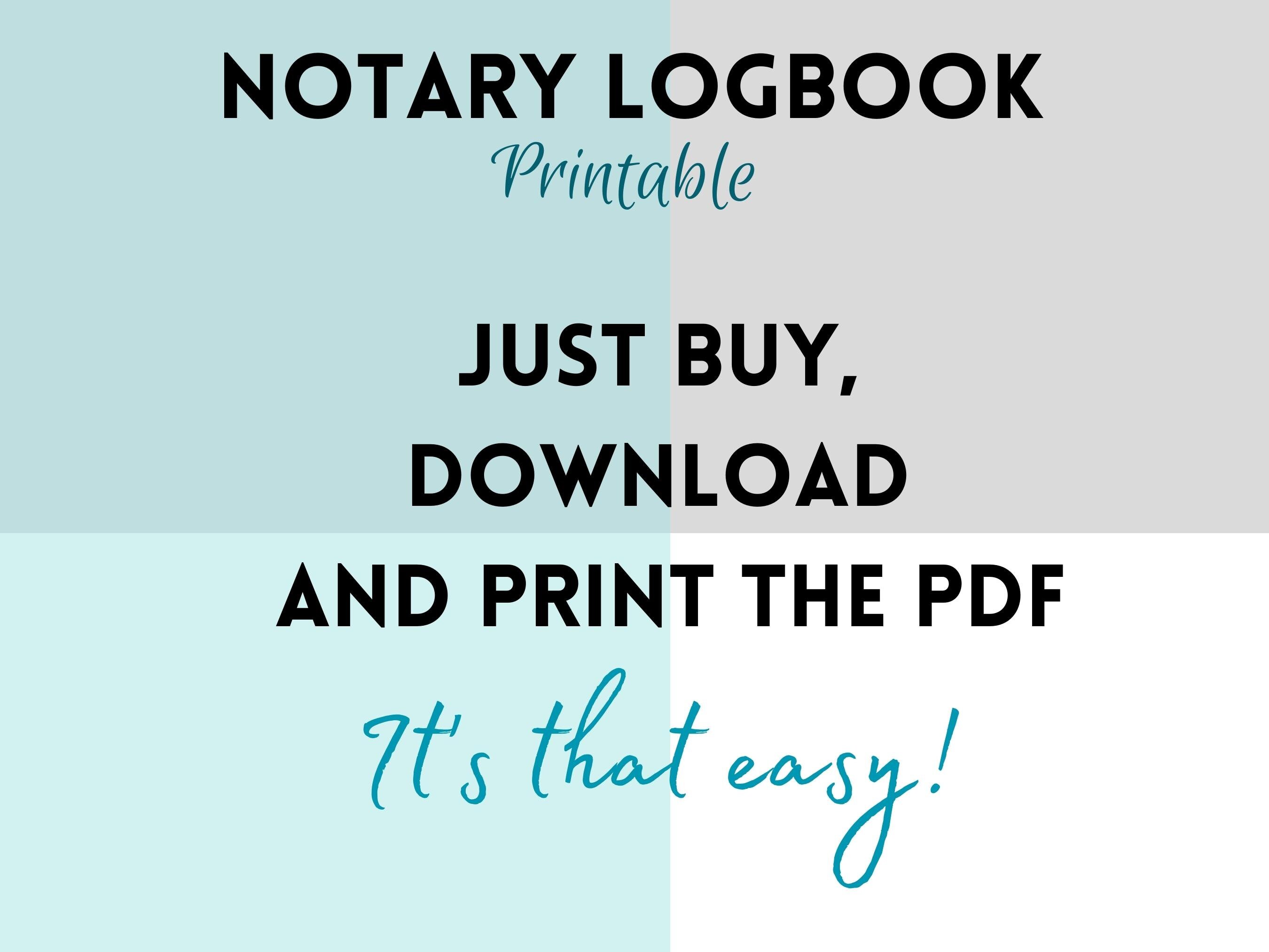 Printable Notary Journal, Notary Log Book, Notary Book Printable ...