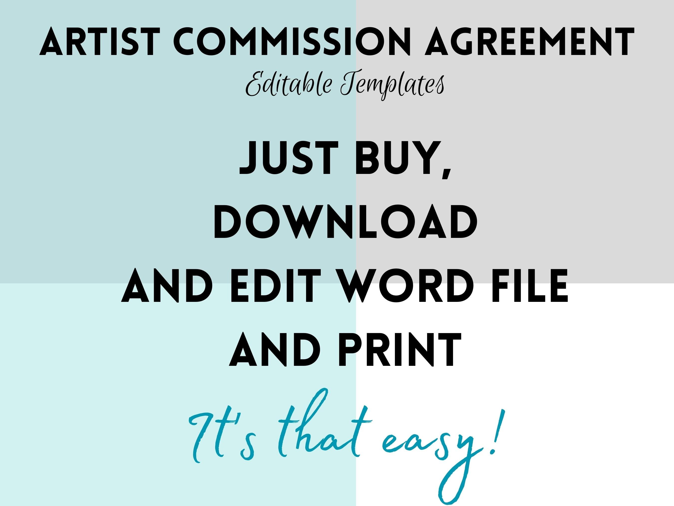 Artist Commission Contract, Artist Agreement, Painter Contract, Artist
