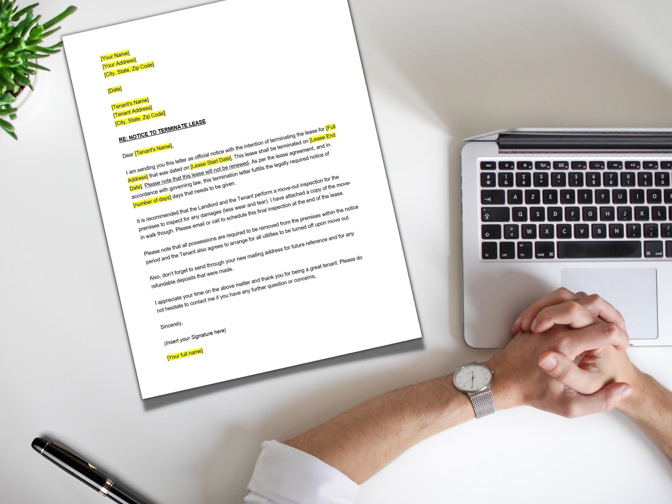 Landlord Lease Termination Letter Template, Lease Termination Letter ...