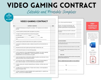 Video Gaming Contract for Teenagers, Screen Time Rules, House Rules, Technology Rules, Video Game, Parent Teen Agreement, Video Game Usage