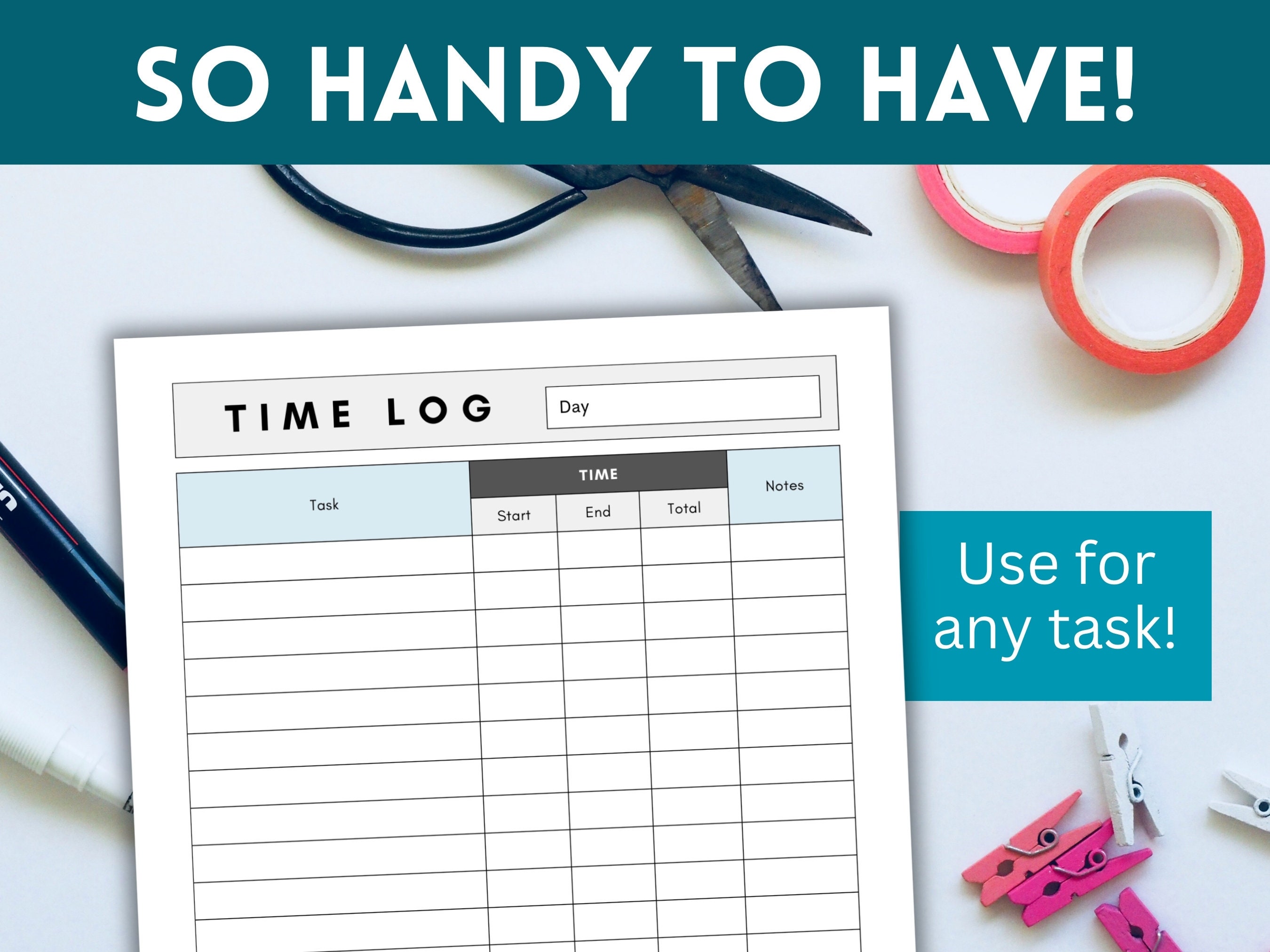 Time log printable work log sheet time tracker working hours