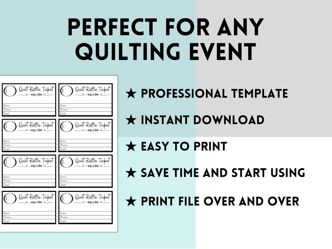 Editable Quilt Raffle Ticket, Ticket Printable, Editable Quilting Ticket Template, DIY Event