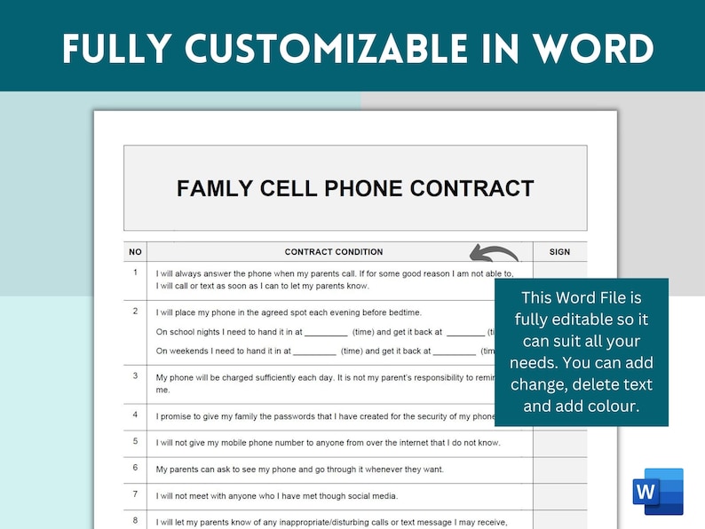 Cell Phone Contract for Teenager, Cell Phone Agreement, Phone Contract Cell Phone Contract for Teenager, Cell Phone Agreement, Phone Contract
