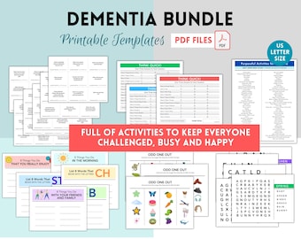 Dementia Bundle, Dementia Activities, Reminiscing Game for Seniors Bundle, Printable Memory Care Activities, Nursing Home Care, Senior Games