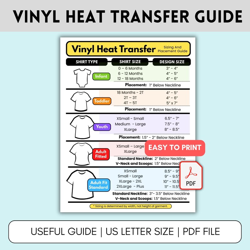 Dtf Size Chart - Etsy