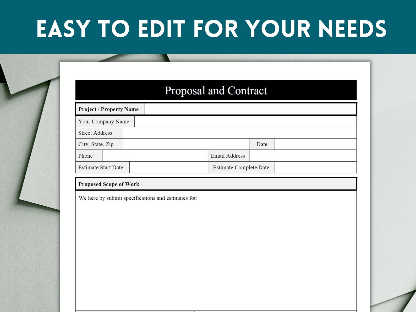 Contract Template Printable Proposal and Contract Form - Etsy Australia