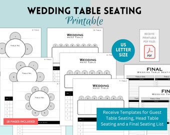 Printable Wedding Table Seating Chart Template, Round Table Seating ...