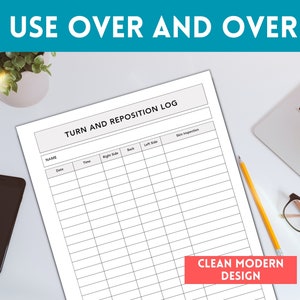 Turn and Reposition Log, Patient Positioning and Turn Chart, Patient ...