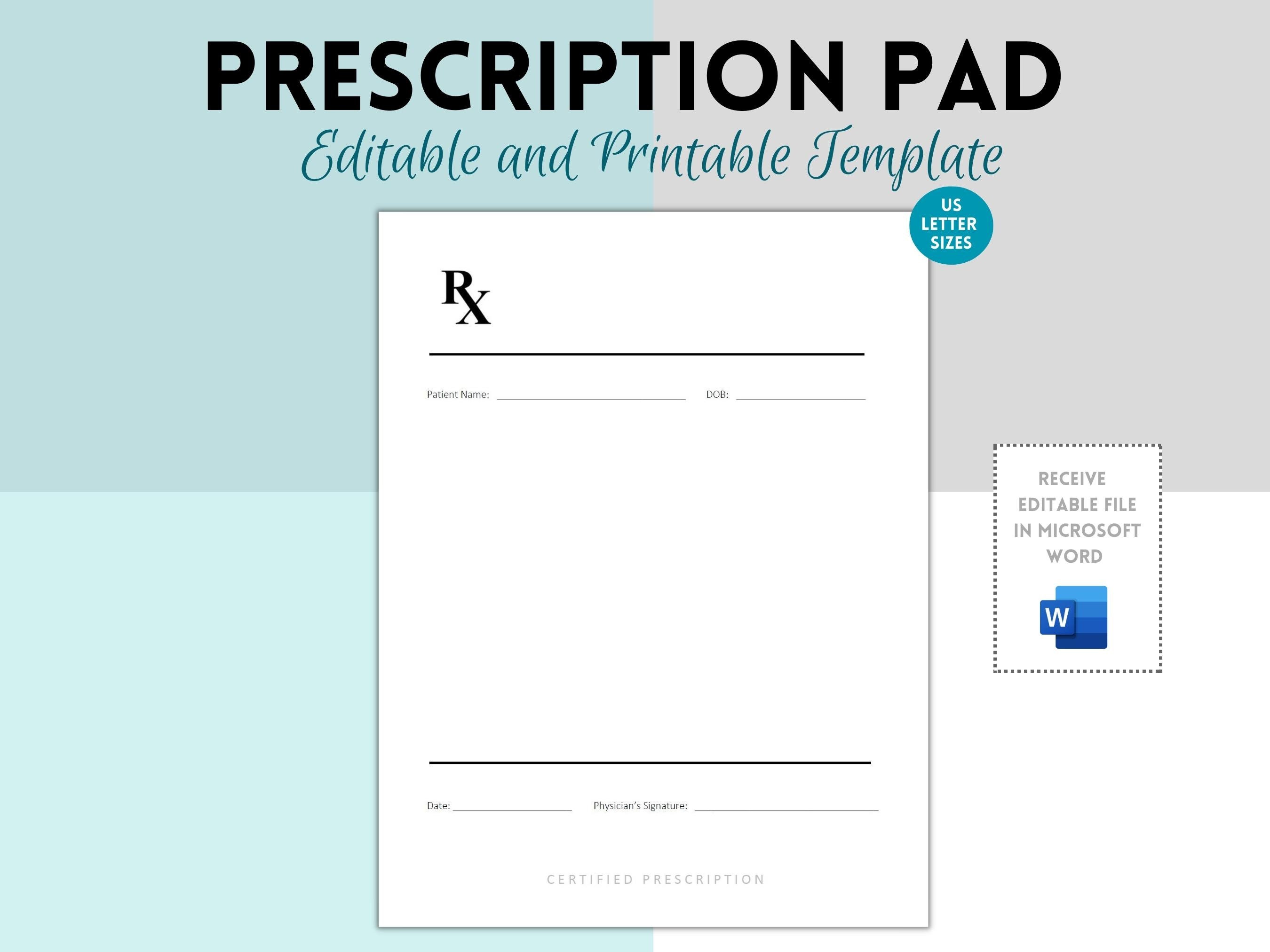 Prescription Pad Template Rx Prescription Notepad Template Prescription Pad Template Rx Prescription Notepad Template