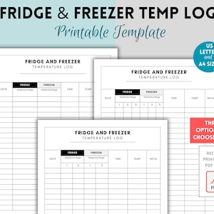Refrigerator and Freezer Temperature Log, Fridge and Freezer Temperature sheet, Food Temperature Log, Food Safety Template, HACCP Form