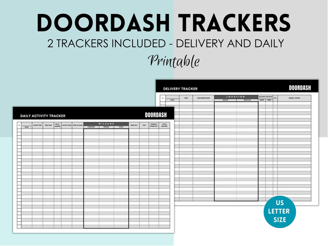 Doordash Daily Activity Tracker, Doordash Delivery Tracker, Delivery