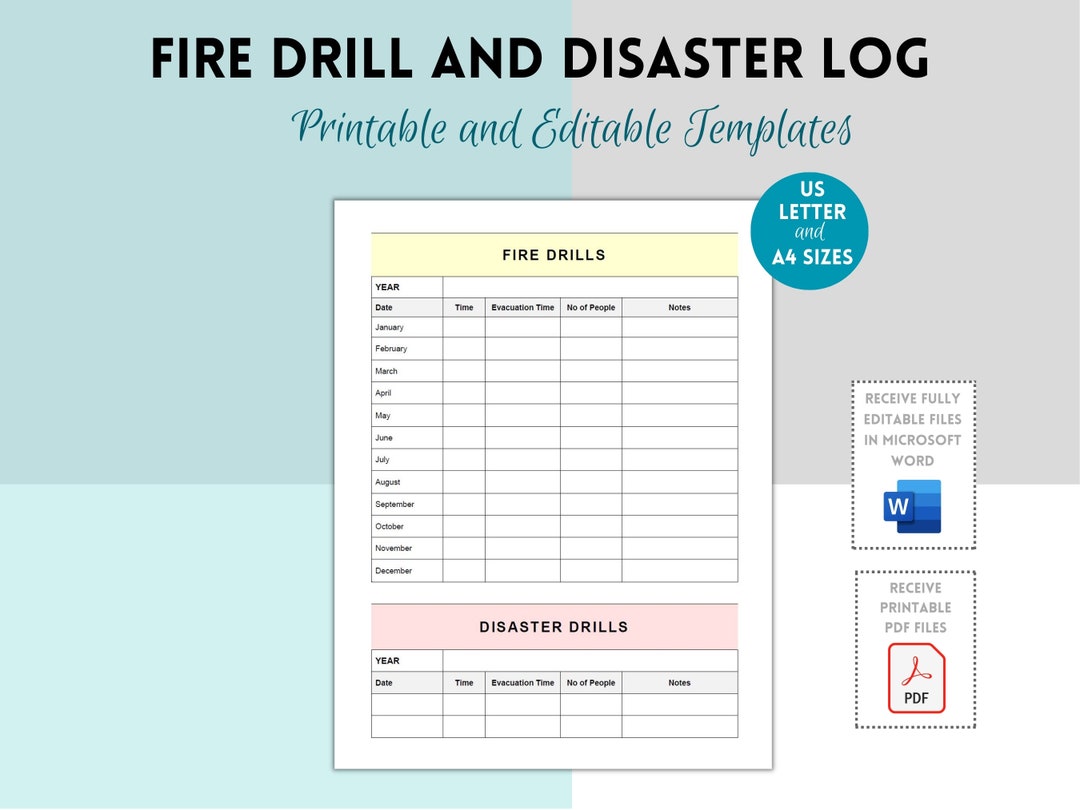 Fire Drill and Disaster Drill Log, School Fire Drill, Daycare Fire ...