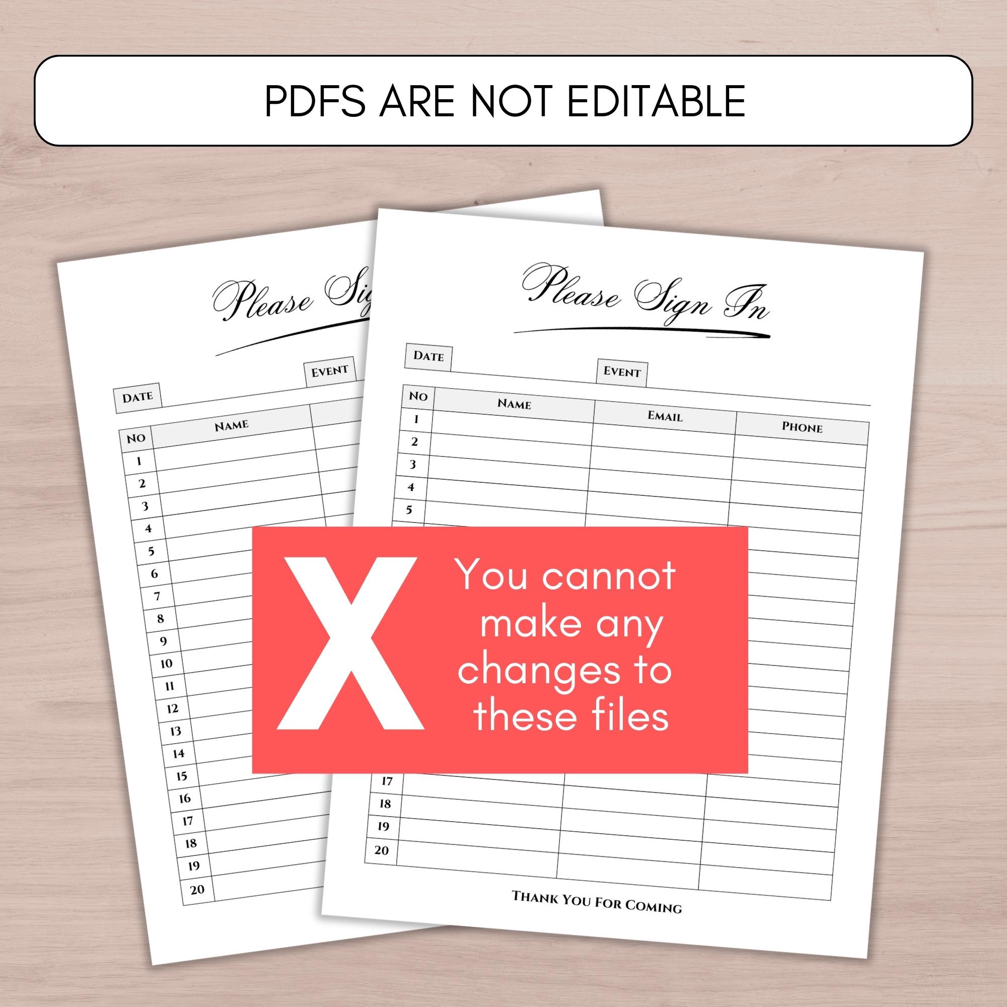 Sign in Sheet, Printable PDF Open House Sign in Sheet Template, Meeting ...