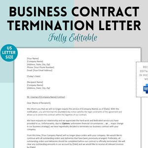 Business Service Termination Letter Template, Notice of Company Termination, Business Contract Termination Letter