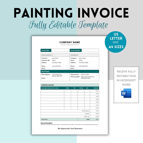Interior Painting Estimate Template Etsy