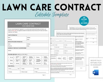 Lawn Care Contract Template, Lawn Care Service Contract, Lawn Service Contract, Mowing Contract, Landscaping contract, Landscaping agreement